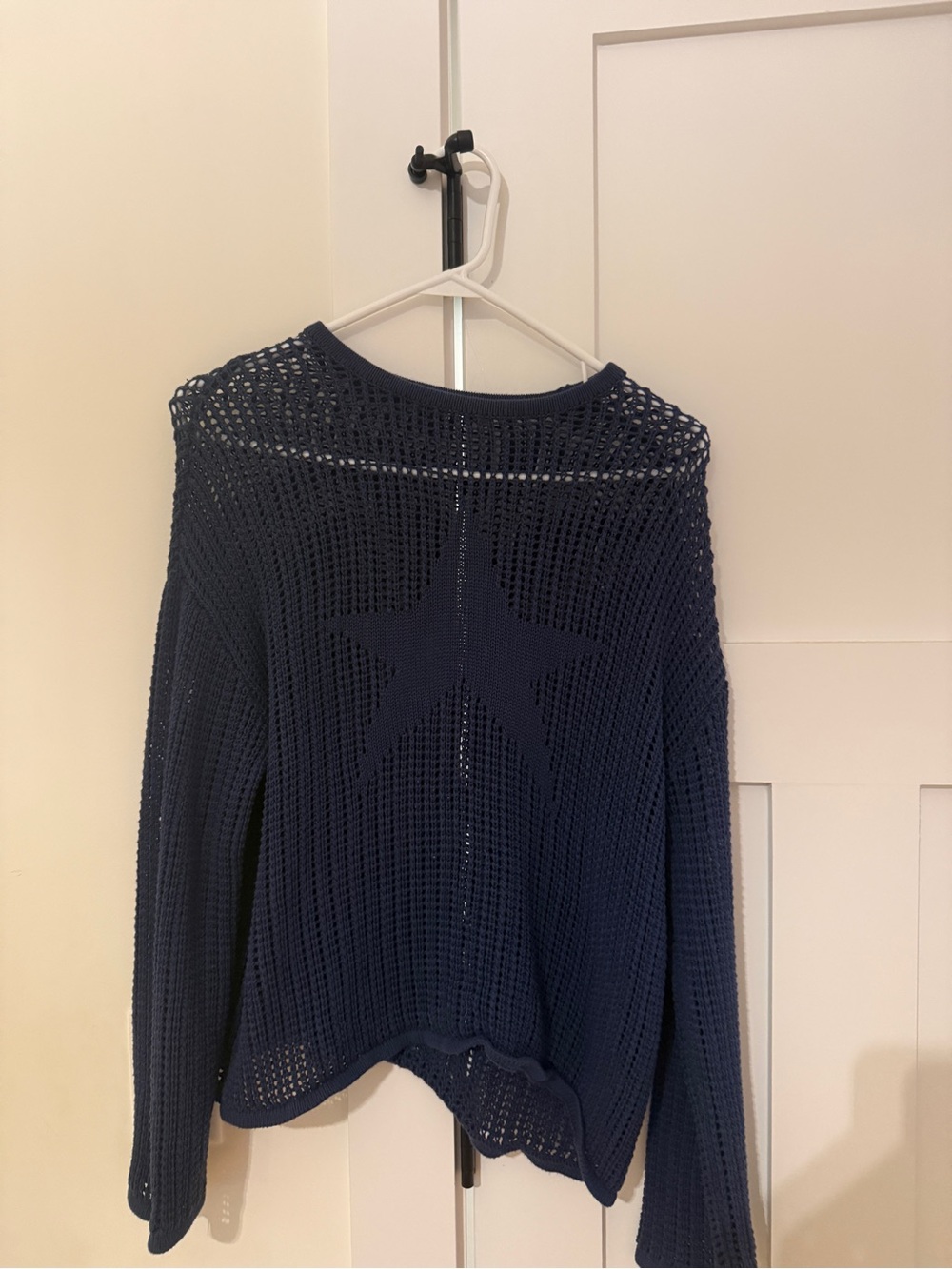 Edikted Navy Star Open-Knit Women's Sweater